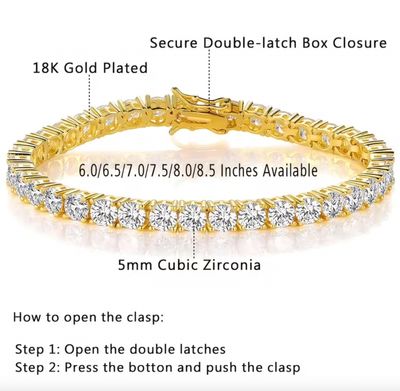 18K Plated 5mm Cubic Zirconia Tennis Bracelet