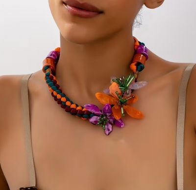 Unique Hand-Woven Irregular Floral Choker Necklace Unique Hand-Woven Irregular Floral Choker Necklace