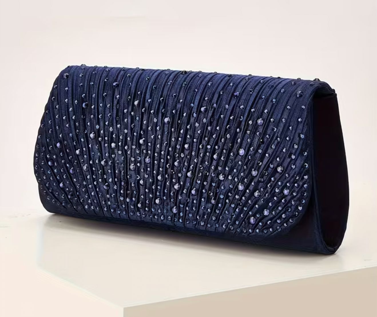 Navy Blue Embellished Flap Front Evening Bag