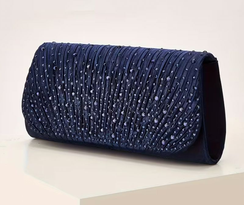Navy Blue Embellished Flap Front Evening Bag Navy Blue Embellished Flap Front Evening Bag