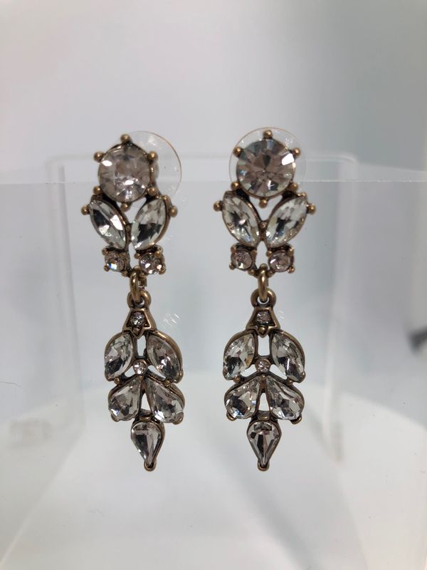 Burnished Gold Rhinestone Drop Earrings
