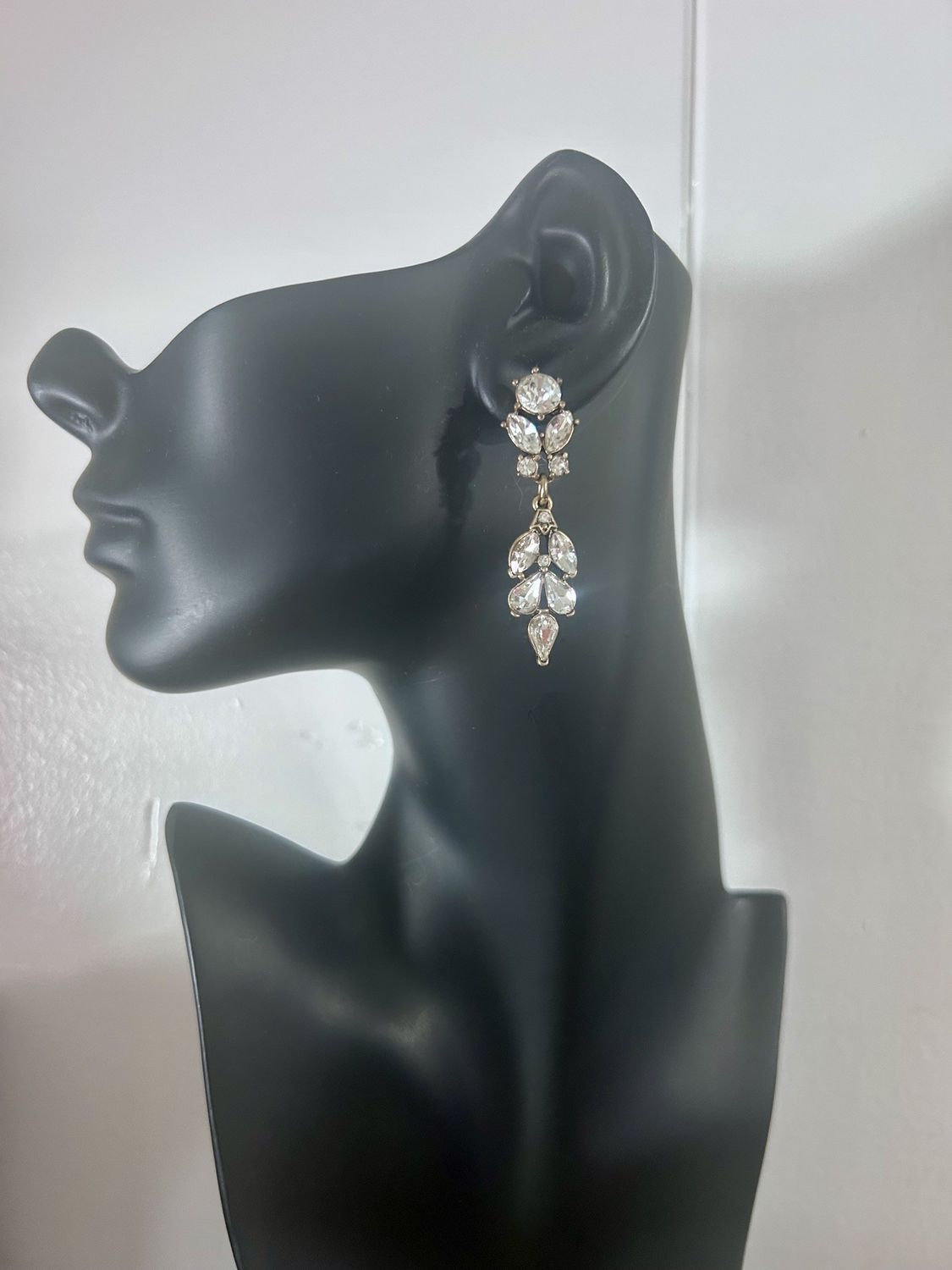 Burnished Gold Rhinestone Drop Earrings