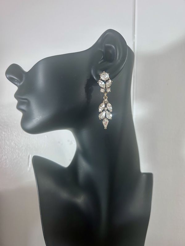 Burnished Gold Rhinestone Drop Earrings