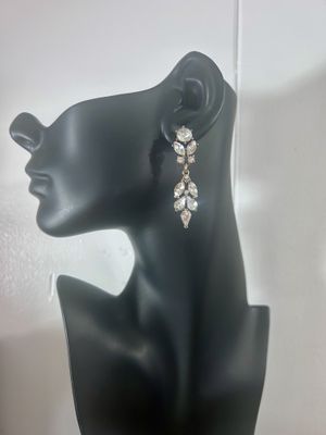 Burnished Gold Rhinestone Drop Earrings
