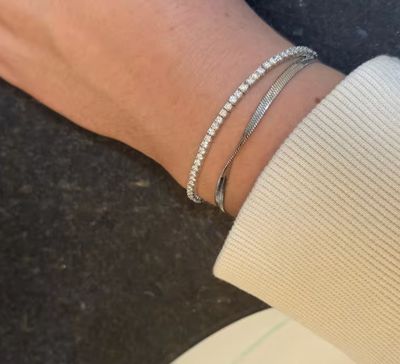 3mm Moissanite  Sterling Silver Plated Tennis Bracelet