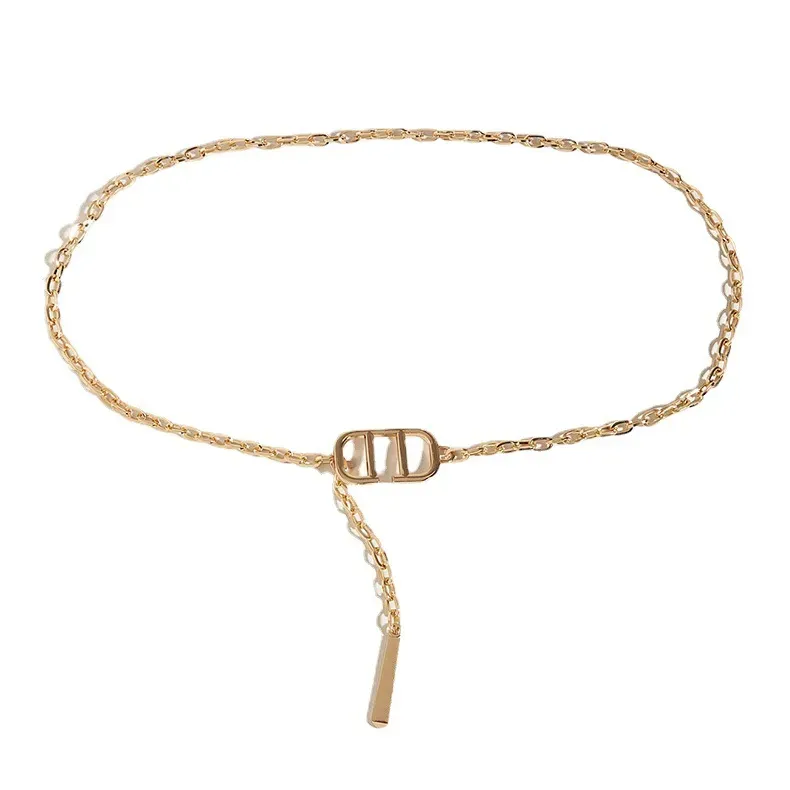 Gold Geometric Buckle Chain Belt