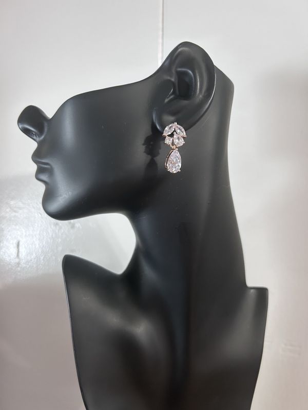 Multi Shaped Cubic Zirconnia Pear Drop Earring