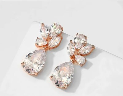 Multi Shaped Cubic Zirconnia Pear Drop Earring