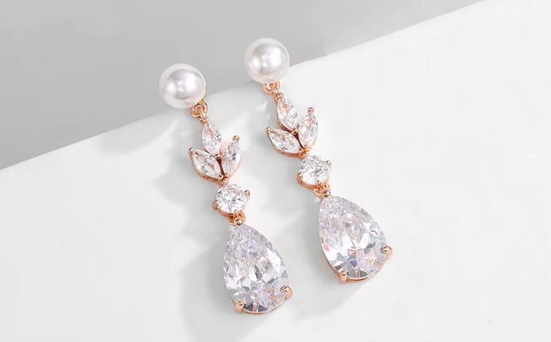 Pearl Top Tear Drop Dangle Formal Earring