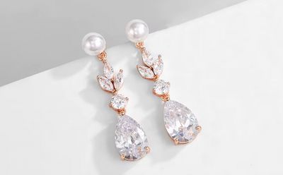 Pearl Top Tear Drop Dangle Formal Earring