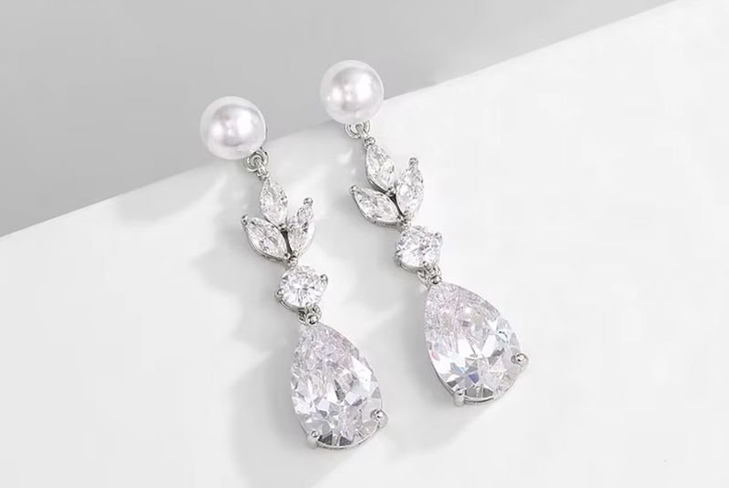 Pearl Top Tear Drop Dangle Formal Earring