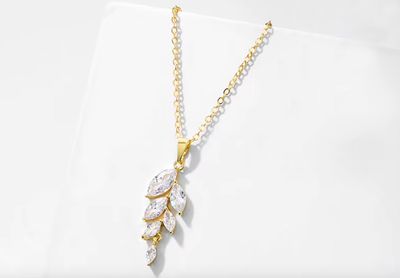 Gold Platted Staggered AAA CZ Marquis Pendant Necklace