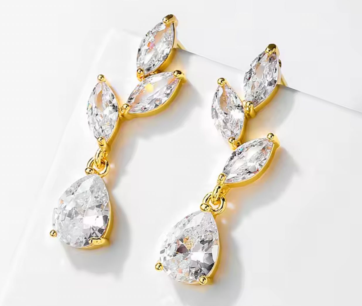 Gold AAA CZ Delicate Drop Earring