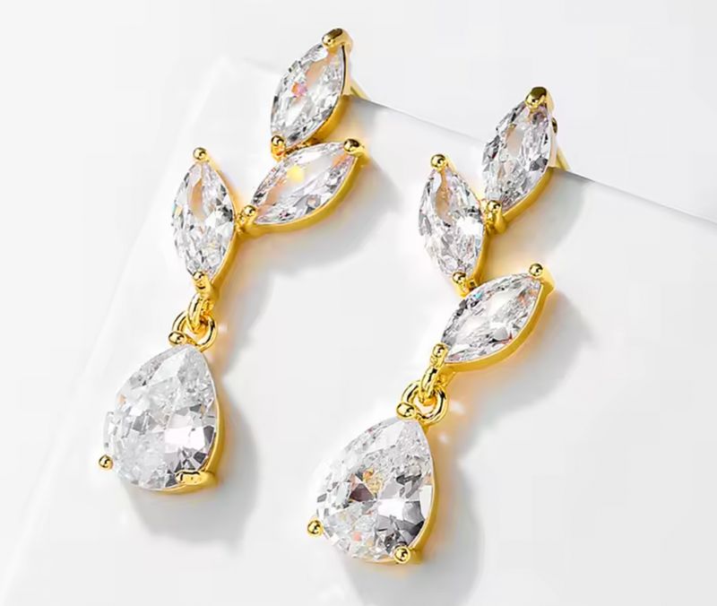 Gold AAA CZ Delicate Drop Earring