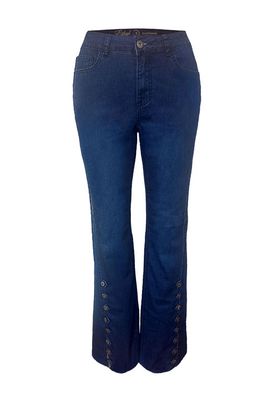 Ethyl Long Lean Denim Button Bottom Flare Jean Ethyl Long Lean Denim Button Bottom Flare Jean