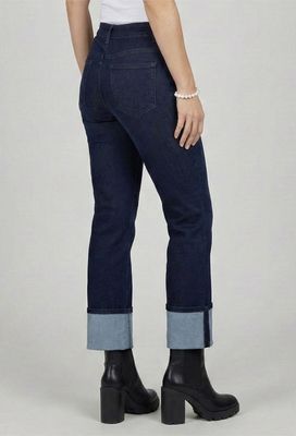Ethyl Deep Blue Denim Cuffed Cropped Pant