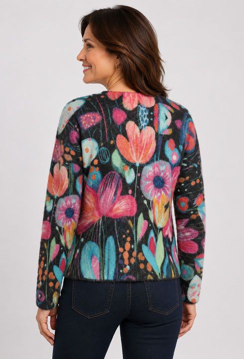 Bright Embellished Multi Colored Razzle V Sweater