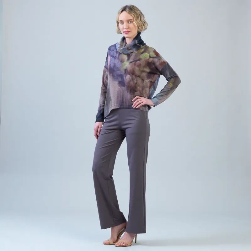Watercolor Garden Cozy Knit Tipped Hem Sweater