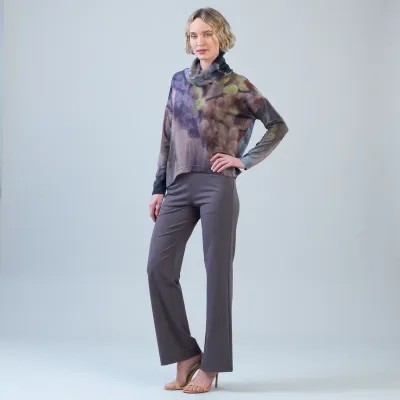 Watercolor Garden Cozy Knit Tipped Hem Sweater