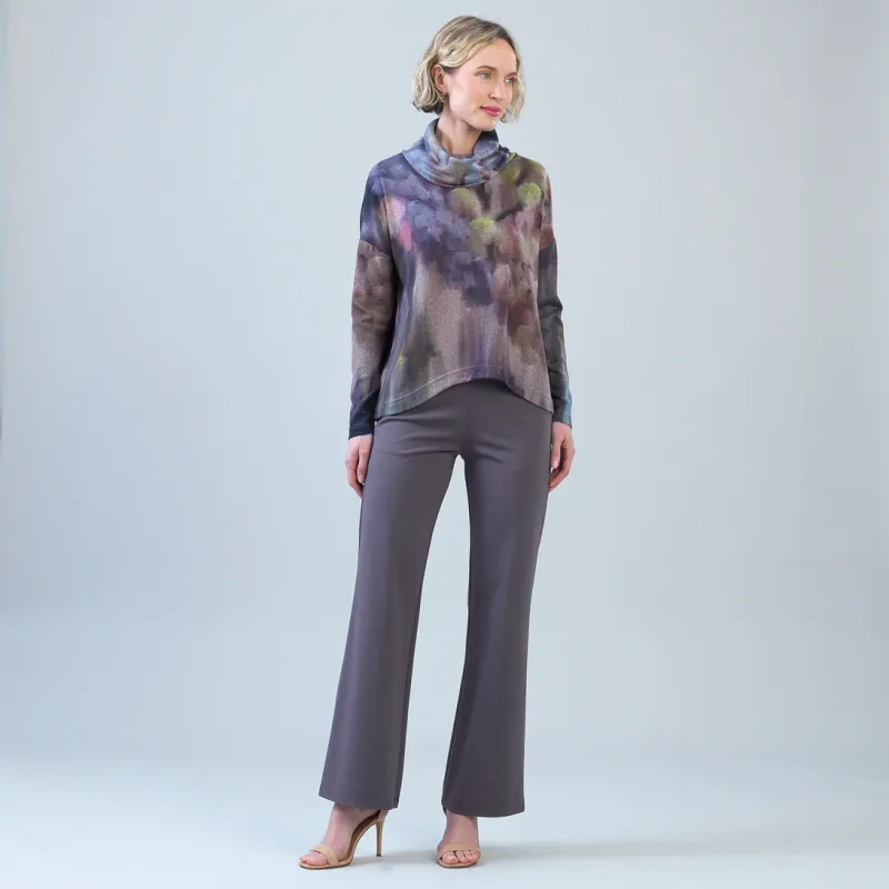 Watercolor Garden Cozy Knit Tipped Hem Sweater