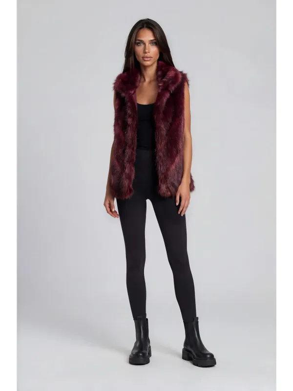 Deep Wine Plush Faux Fur Vest