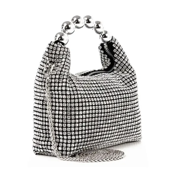 Beaded Rhinestone Bling Petite Hobo handbag