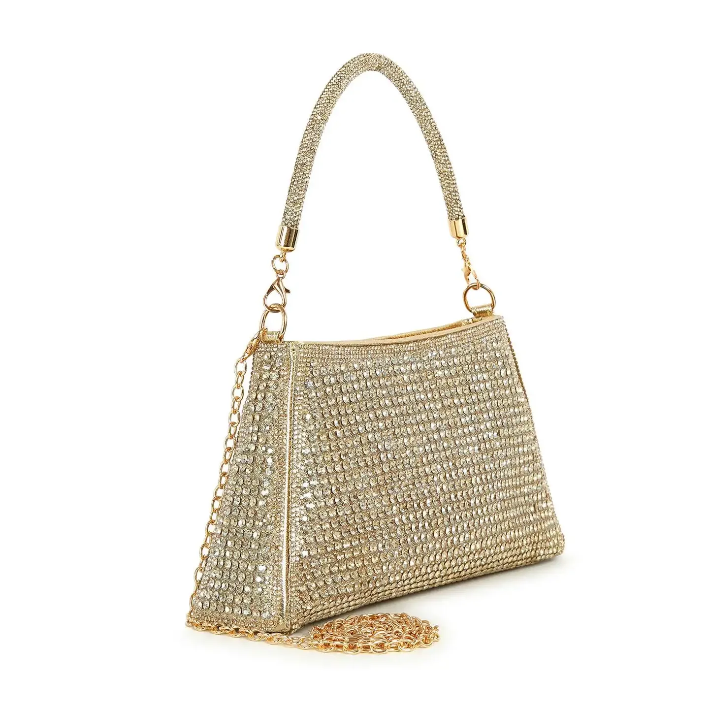 Dazzling Rhinestone Gold Handbag