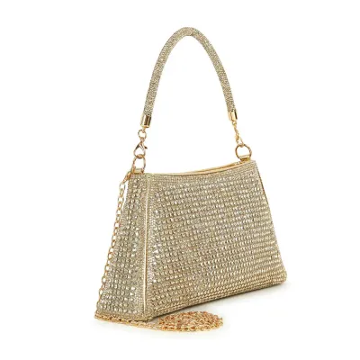 Dazzling Rhinestone Gold Handbag
