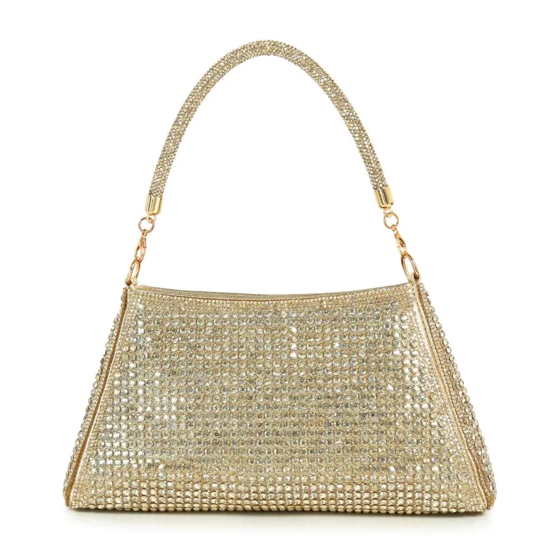 Dazzling Rhinestone Gold Handbag