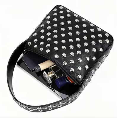 Black Vegan Leather Silver Stud Handbag