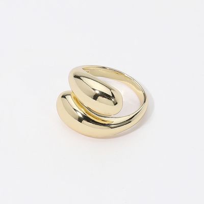 Gold Tone Chunky Metal Teardrop Tip Ring