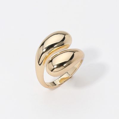 Gold Tone Chunky Metal Teardrop Tip Ring