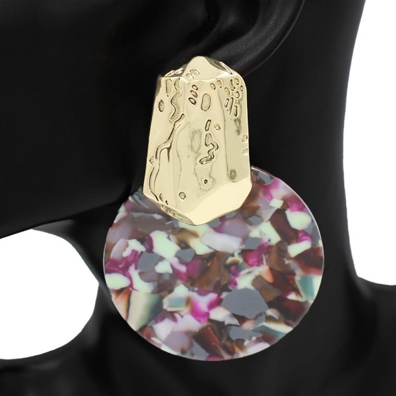 Oversized Patterned Celluloid Acetate Accent Statement Earrings