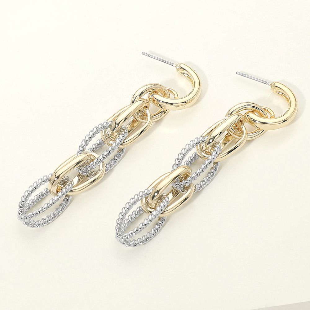 14K Gold Plated Layered Chain Link Drop Earrings 14K Gold Plated Layered Chain Link Drop Earrings