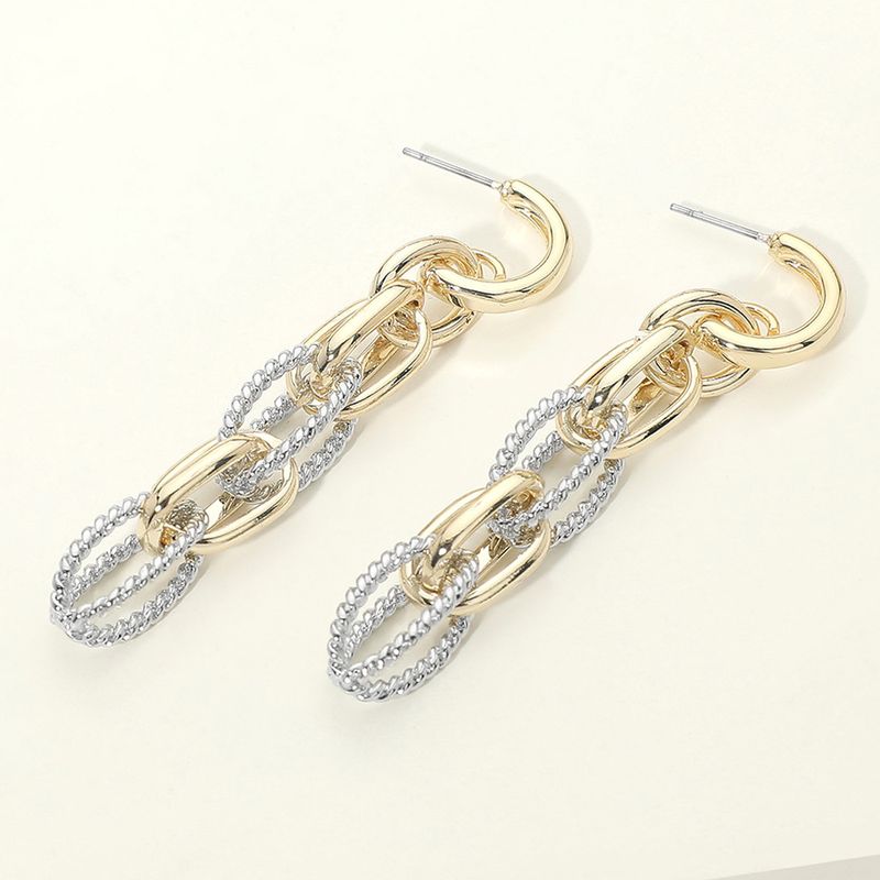 14K Gold Plated Layered Chain Link Drop Earrings