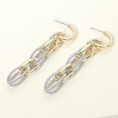 14K Gold Plated Layered Chain Link Drop Earrings 14K Gold Plated Layered Chain Link Drop Earrings