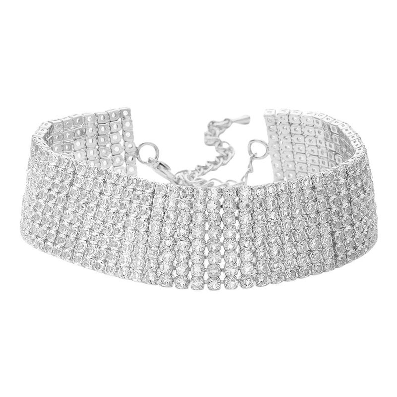 8 Rows Pave CZ Tennis Evening Bracelet