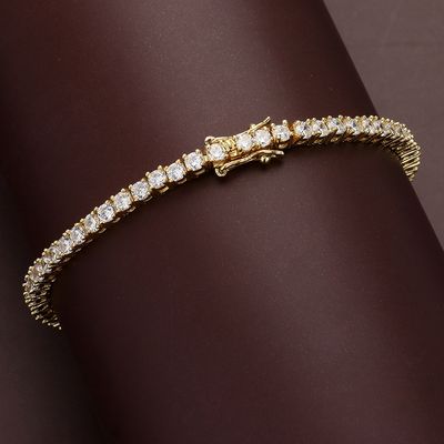 Gold/Clear Cubic Zirconia Cushion Tennis Bracelet