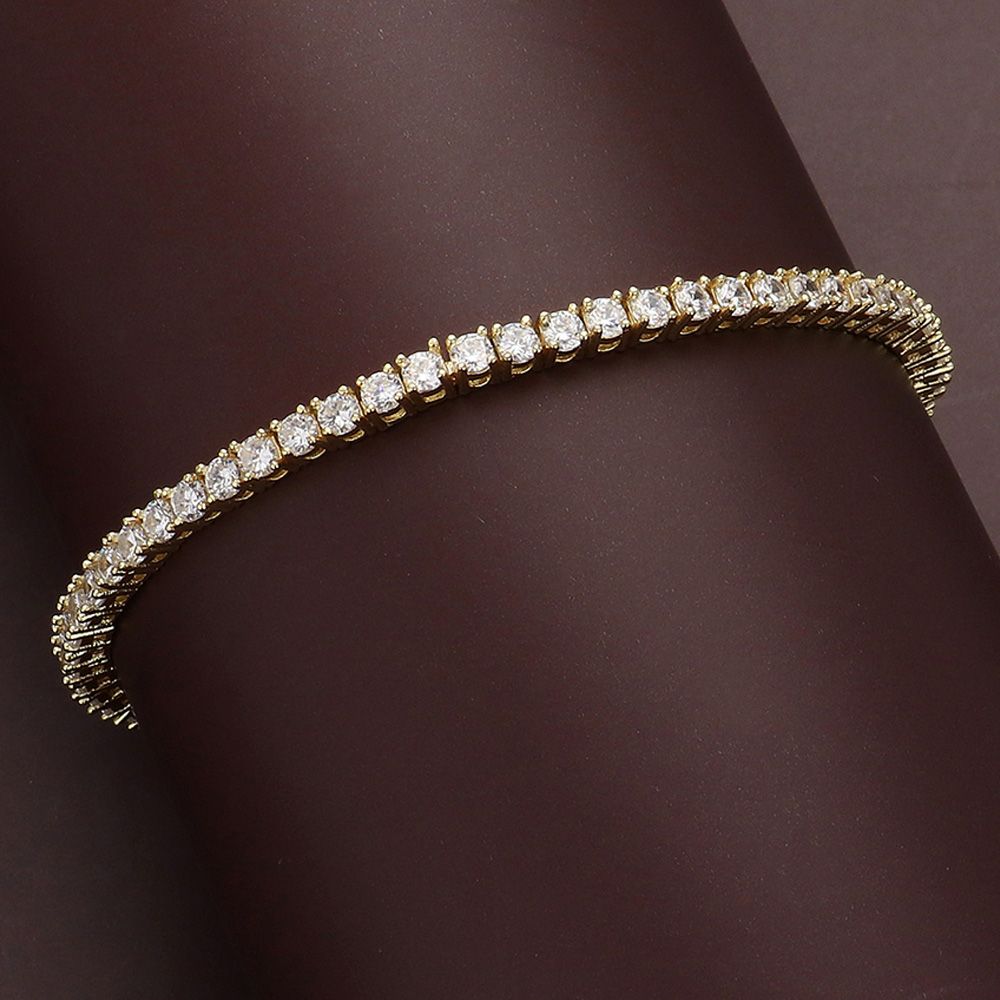 Gold/Clear Cubic Zirconia Cushion Tennis Bracelet