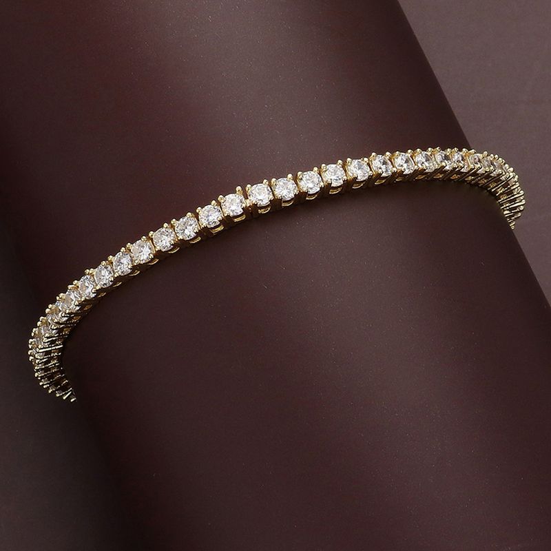 Gold/Clear Cubic Zirconia Cushion Tennis Bracelet