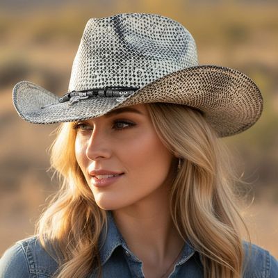 Handmade Vintage Steer Head Western Straw Cowboy Hat Handmade Vintage Steer Head Western Straw Cowboy Hat