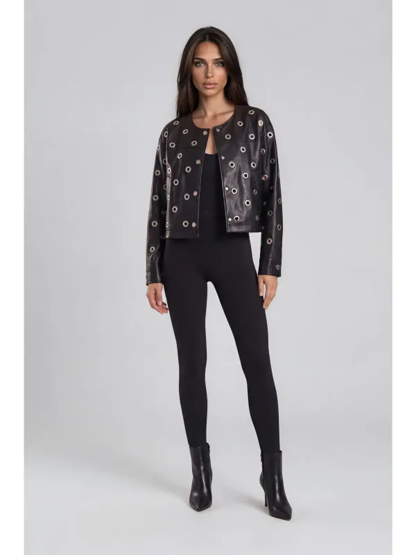 Black Vegan Leather Grommet Jacket Black Vegan Leather Grommet Jacket