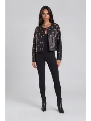 Black Vegan Leather Grommet Jacket Black Vegan Leather Grommet Jacket