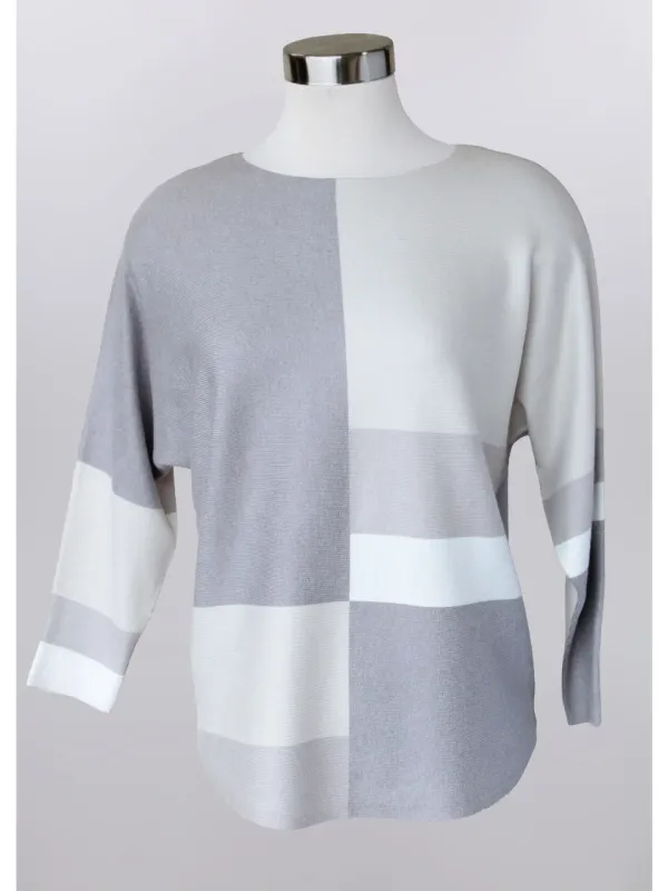 Cream/Beige/Grey Super Soft Color Block Sweater Cream/Beige/Grey Super Soft Color Block Sweater