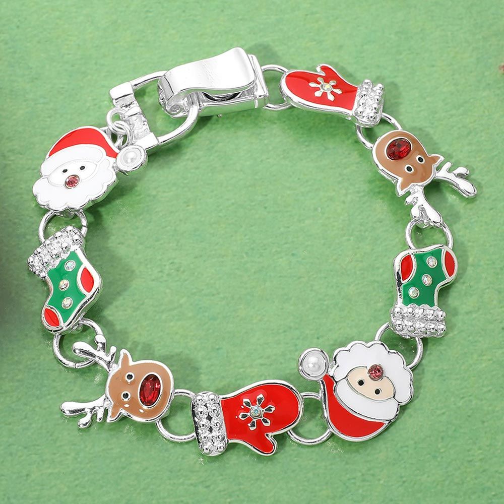 Santa Reindeer Holiday Fashion Charm Link Magnetic Bracelet