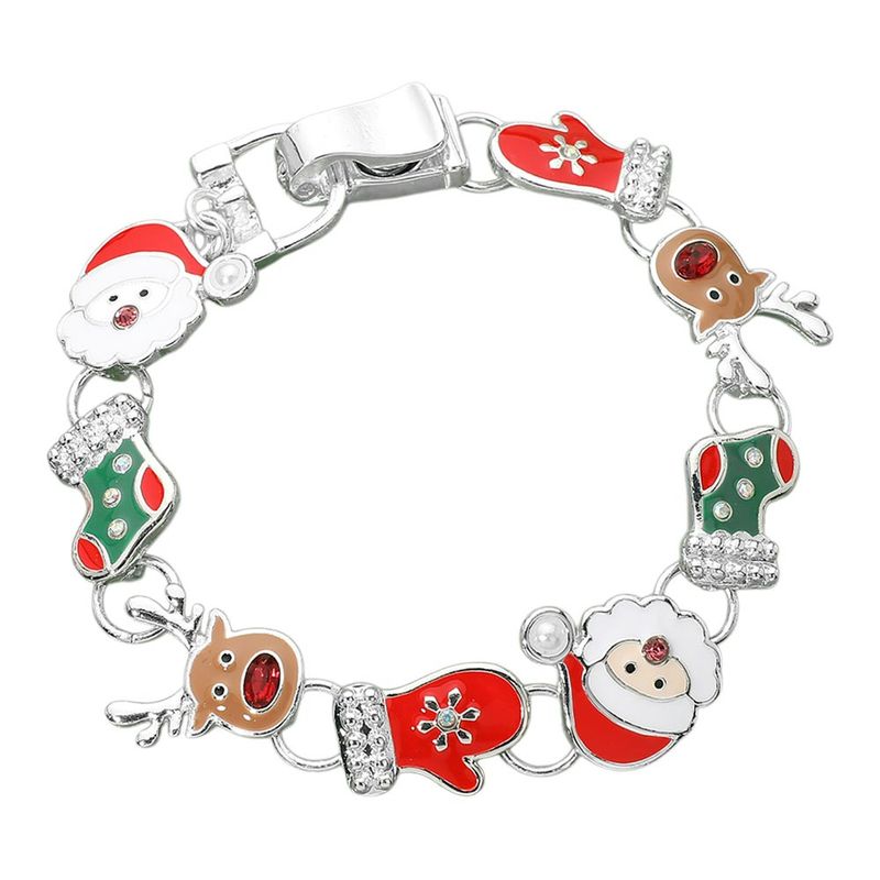 Santa Reindeer Holiday Fashion Charm Link Magnetic Bracelet