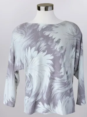 Grey/Soft White Floral Swirl Embellished Sweater Grey/Soft White Floral Swirl Embellished Sweater
