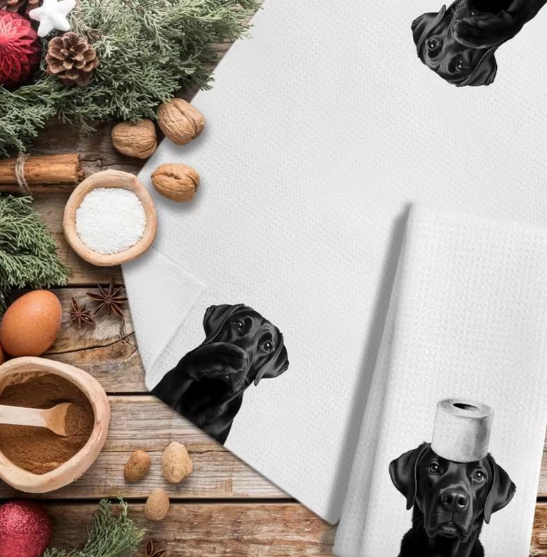 Set of 2 Black Labrador Retriever Hand Towels