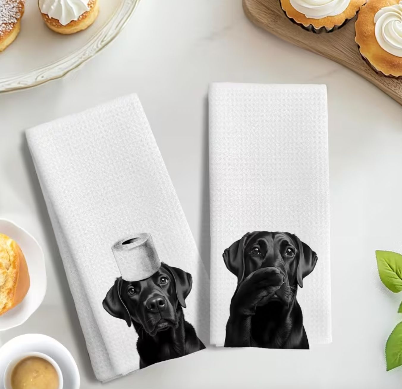 Set of 2 Black Labrador Retriever Hand Towels Set of 2 Black Labrador Retriever Hand Towels