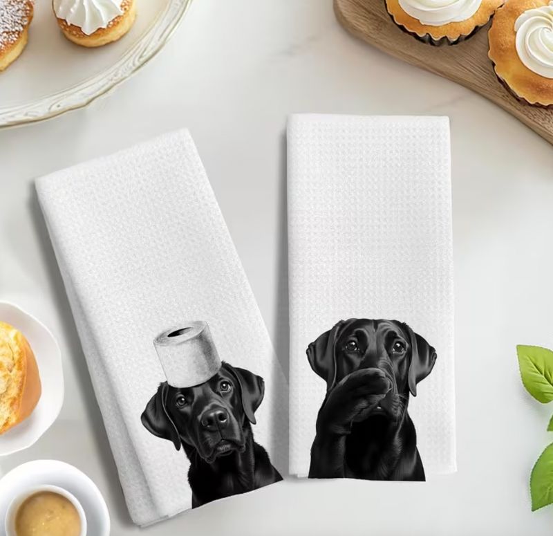 Set of 2 Black Labrador Retriever Hand Towels Set of 2 Black Labrador Retriever Hand Towels